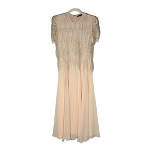 Vintage Night Way Collections Formal Gown Pale Pink Peach Sz 6 Lace Bodice